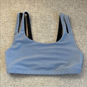 Onzie Double Strap Blue Ribbed Sports Bra